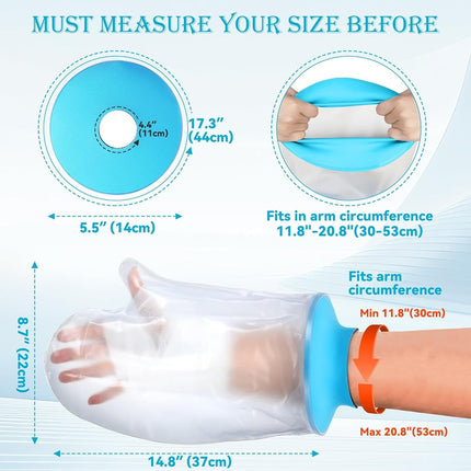 Asunby Protectores Impermeables para Escayolas de Mano para Ducha, Baño, Adultos, Muñeca, Protector de Heridas a Prueba de Agua, Fundas Reutilizables para Vendajes, para Mano Rota, Muñeca, Dedos, Quemaduras Postoperatorias