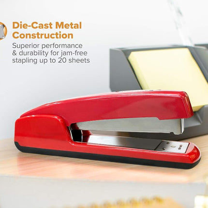 Bostitch Professional All-Metal Executive Stapler, 20 Sheet Capacity, Red