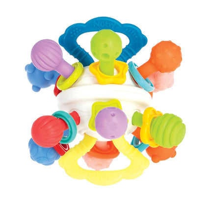 Nuby Twist Ball with Rattle and Bright Colours - Sensory Toy - Promotes Fine Motor Skills - From 3 Months