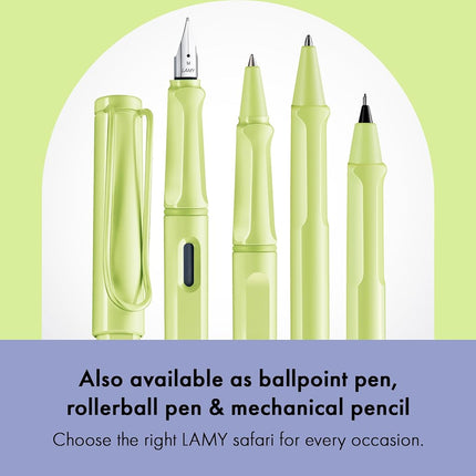 LAMY safari springgreen - Fountain Pen with ergonomic grip & polished steel nib in size EF - ideal for any Writing & Calligraphy - including LAMY T 10 blue cartridge - Right-Handed