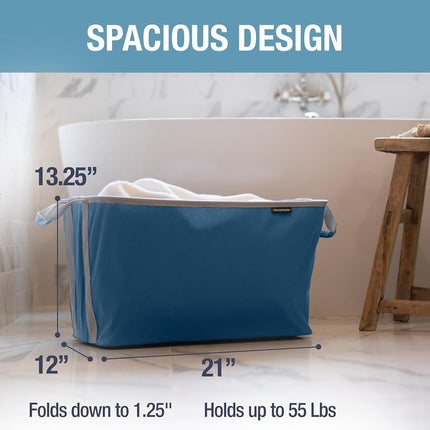 CleverMade Collapsible Fabric Laundry Basket, 60L, 16 Gal, 2 Pack, Denim
