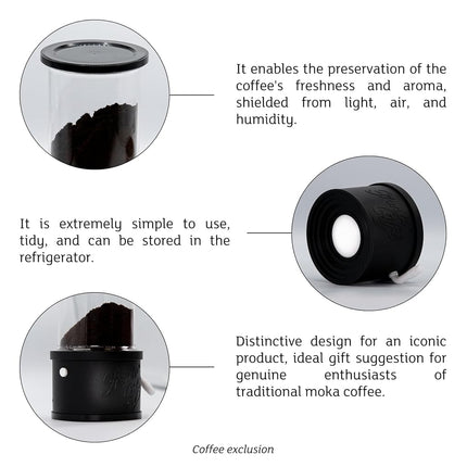 Lavatelli ProntoCaffè Black Coffee Powder Container and Dispenser with Dispenser for Coffee Machines up to 12 Cups, Interchangeable Tin with 10 cm Tin, Compatible with Italian Mocha