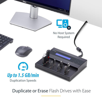 StarTech 1:7 Standalone USB Flash Drive Duplicator Cloner Eraser, LCD