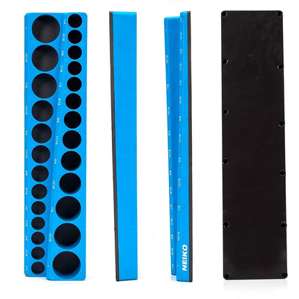 NEIKO 03972A Magnetic Socket Holder, 3/8” Drive, 1/4” to 1” SAE, Shallow & Deep Sockets Tray, Standard Socket Set Organizer, Socket Organizers for Toolboxes Trays, Scratch Free, High Visibility