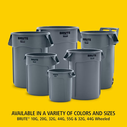 Rubbermaid Commercial Products Brute Container with Venting Channels, 20 gal, Gray