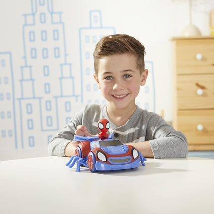 Marvel Spidey and His Amazing Friends Change 'N Go Web-Crawler and Spidey Action Figure, 2 in 1 Vehicle, 4-Inch Figure, for Kids Ages 3 and Up, Frustration Free Packaging