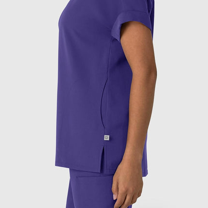 WonderWink Women's Drop Shoulder Boxy Scrub Top, Grape, 3X