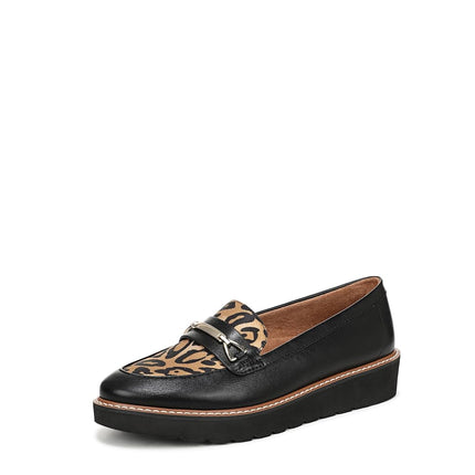 Naturalizer Women's Elin Loafer Flat, Black/Leopard Faux Leather, 6.5 Wide