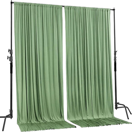 AK Trading CO. 10 feet x 10 feet Sage IFR Polyester Backdrop Drapes Curtains Panels with Rod Pockets - Wedding Ceremony Party Home Window Decorations