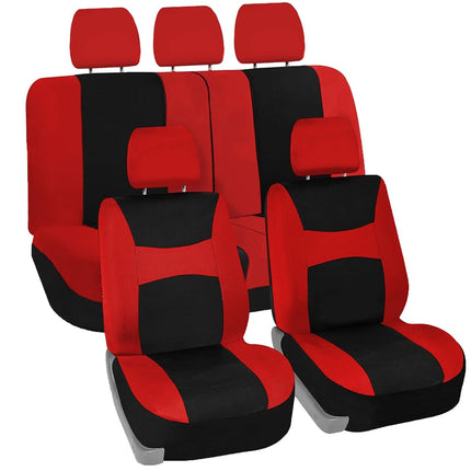 FH Group Automotive Seat Covers Red Universal Fit Bucket and Bench Cover fits most Cars, SUVs, and Trucks (Full Set Airbag Compatible with Split Bench) FB030RED115