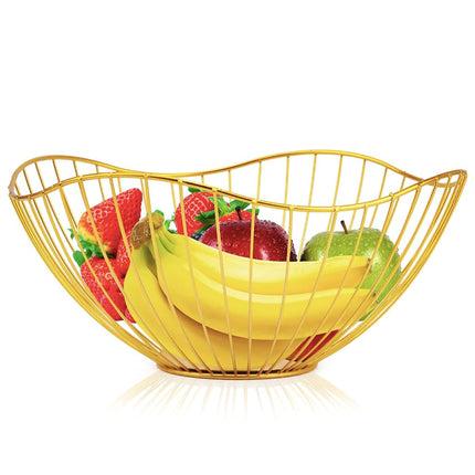 Metal Wire Fruit Basket, Gold Fruit Bowl for Kitch
