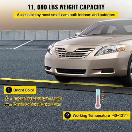VEVOR Cable Protector Ramp, 5 Packs 2 Channels Speed Bump Hump, Rubber Modular Speed Bump Rated 11000 LBS Load Capacity, Protective Wire Cord Ramp Driveway Rubber Traffic Speed Bumps Cable Protector