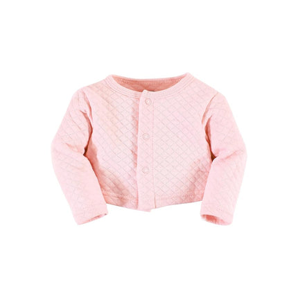 Hudson Baby Girls' One Size Quilted Cardigan and Dress, Dusty Rose Floral, 3T