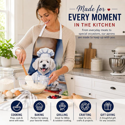 Caroline's Treasures Tablier Le Chef Kuvasz Cuisine Cuisson Service Pâtisserie Artisanat Jardinage pour Adultes Femmes Hommes, Unisexe, Grand, Multicolore