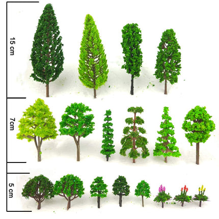 BLEBRDME 60 Pièces Modèles d'arbres 3,45-15,24 cm Arbres modèles mixtes pour train, paysage, architecture, arbres pour l'artisanat, la construction de modèles, le paysage naturel vert