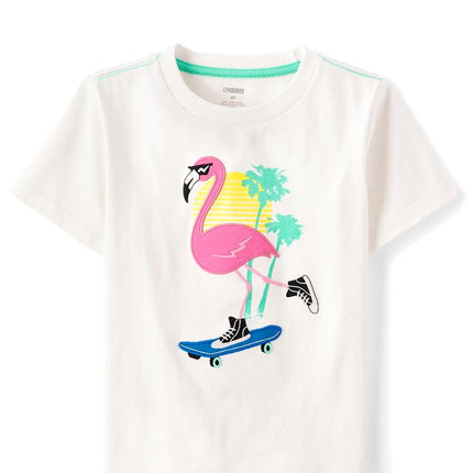 T-shirts à manches courtes en jersey brodé pour bébés et tout-petits garçons Gymboree, Cool Flamingo, 18-24 mois