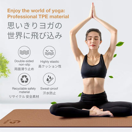 Esterilla de yoga TPE Gruper, esterilla de yoga profesional ecológica antideslizante con correa de transporte, esterilla de entrenamiento para yoga, Pilates y ejercicios de suelo de 183 x 61 x 0,6 cm
