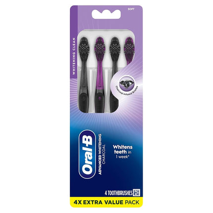 Oral-B Charcoal Toothbrushes, Soft 4ct