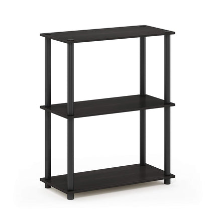 Furinno TURN-N-TUBE Storage Shelves, 3-Tier Book Shelf, Corner Shelf, Toolless Open Shelves, for Organization and Storage, Living Room, Garage, Home Office, Espresso