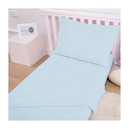 Juego de sábanas de punto de jersey 100 % algodón natural para niños pequeños American Baby Company, azul, suave, transpirable, para niños y niñas