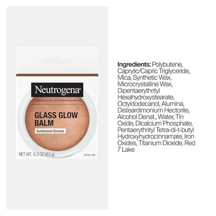 Neutrogena Glass Glow Balm Sunkissed Bronze, Balm Makeup for Dewy Radiant Skin, 0.3 oz