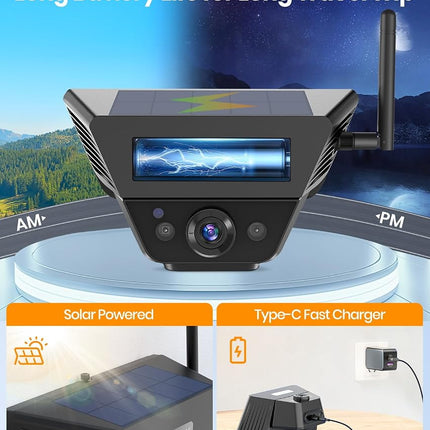 AUTO-VOX Wireless Backup Camera Solar Magnetic, 7.2" DVR 1080P Monitor