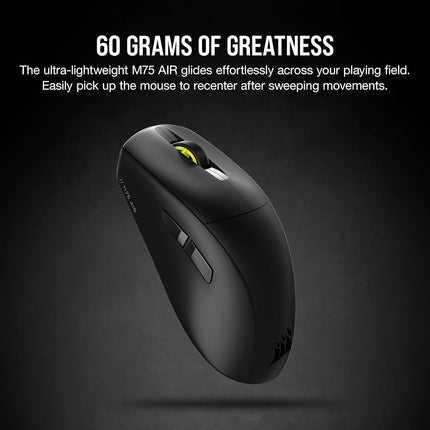 Corsair M75 AIR Wireless Ultra Lightweight Gaming Mouse � 2.4GHz & Bluetooth � 26,000 DPI � Up to 100hrs Battery � iCUE Compatible � Black