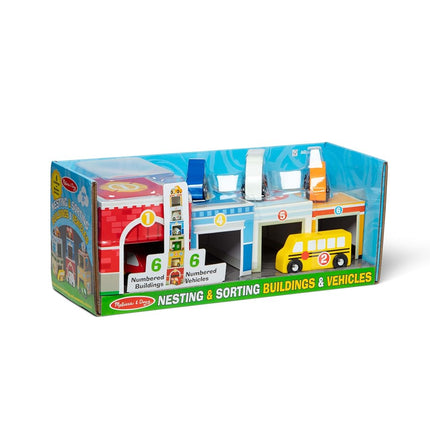 Melissa & Doug Nesting & Sorting Buildings & Vehicles