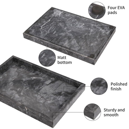 Marble Bathroom Vanity Tray, Black, 12"x 8" x1.2"