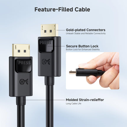 Cable Matters Cable DisplayPort 1.4 largo de 32,4 Gbps - 4,8 m, compatible con 8K 60Hz, 4K 240Hz, Cable DisplayPort 1.4 con FreeSync, G-SYNC y HDR para monitor de juegos, PC, RTX 4080/4090, RX 6800/6900