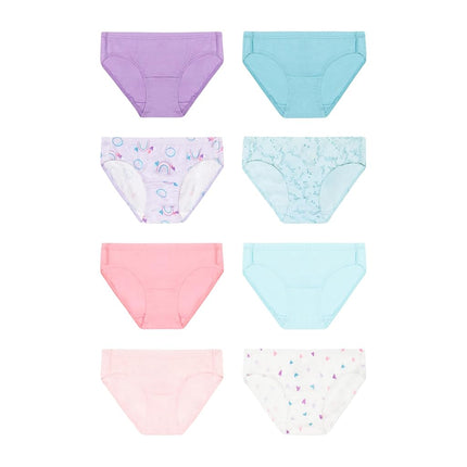 Hanes Girls Underwear Hipsters, 8 Pairs, Pure Comfort Panties, Organic Cotton Underwear, Blue/Stripes/Pink/White, Purple/Blue/Pink, 2-3T