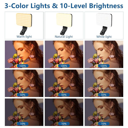 ALTSON 60 LED Portable Selfie Light Video Conference Lighting with Clip and Camera Tripod Adapter, Rechargeable 2200mAh CRI 97+, 3 Lighting Modes for Mobile Phones iPhone Camera Laptop Photo Make-up
