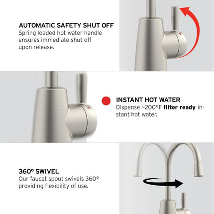 InSinkErator H250SN-SS HOT250 (Instant Hot Water Dispenser, Satin Nickel
