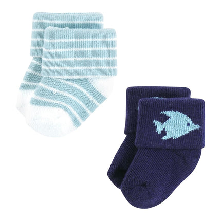 Hudson Baby Unisex Baby Cotton Rich Newborn and Terry Socks, Ocean Friends, 0-6 Months, Ocean Friends, 0-6 Months