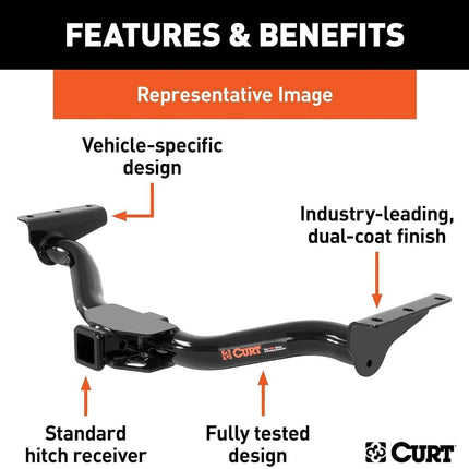 CURT 13392 Class 3 Trailer Hitch, 2-Inch Receiver, Compatible with Select Jeep Wrangler JL, Black