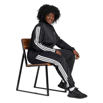 adidas womens Tricot 3-stripes Track Top, Black/White, 2X