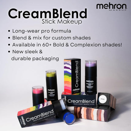Mehron Makeup CreamBlend Stick | Face Paint, Body Paint, & Foundation Cream Makeup | Body Paint Stick Perfect for Halloween Makeup .75 oz (21 g) (Ogre Green)