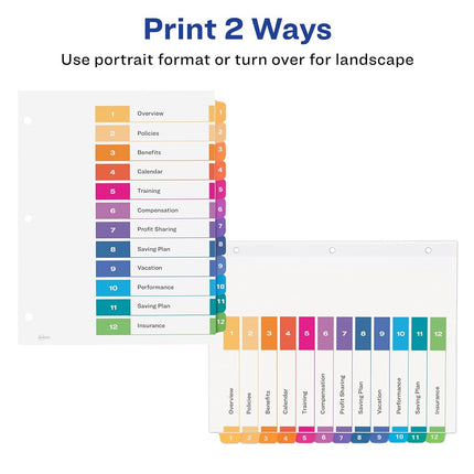 Avery Ready Index Table of Contents Dividers, 12-Tab, 3 Sets (11073)