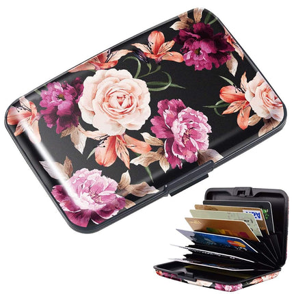 Mini porte-cartes Coco Rossi pour femme ou homme, étui rigide fin anti-RFID pour cartes d'identité, portefeuille de voyage, rose noir, S