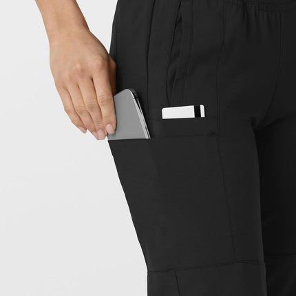 WonderWink 5555ABLACLG W123 Women's Comfort Waist Cargo Jogger Pant, Black, Standard-L Size