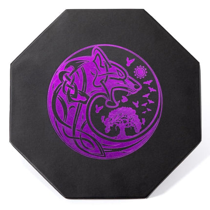 Premium Dice Tray for DND, Detailed World Tree & Wolf Raven Design – 23 CM