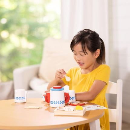 Melissa & Doug Steep & Serve Wooden Toy Tea Set | Pretend Play | Play Food | Wooden Toy | 3+ | Gift for Boy or Girl