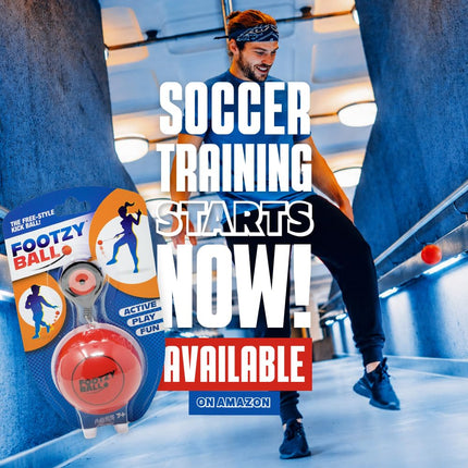 FootzyBall Bouncy Fidget String Football | Kid Teen Adult Active Play Kick Solo Practice Training Workout | Adjustable Stress and Anxiety Relief | Special Needs Sport Toys | by Blue Orange Games