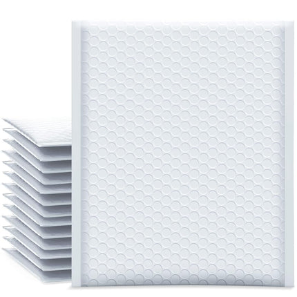 UCGOU 8.5x12 pulgadas, sobres acolchados blancos, sobres de burbujas de polietileno impermeables, sobres de envío autosellantes, sobres para libros, 25 unidades