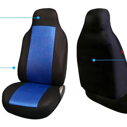 FH Group FB102BLUE102 Blue Classic Cloth 3D Air Mesh Front Set Bucket Auto Seat Cover, Set of 2