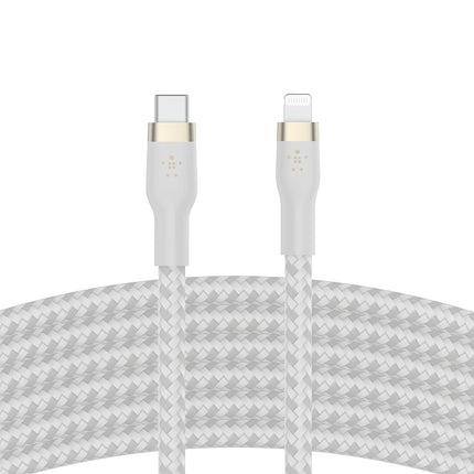 Belkin BoostCharge Pro Flex Braided USB Type C to Lightning Cable (2M/6.6ft), MFi Certified 20W Fast Charging PD Power Delivery for iPhone 14/14 Plus, 13, 12, Pro, Max, Mini, SE, iPad and More - White