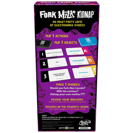 Hasbro Gaming Fork Milk Kidnap Game for Adults Only | an Adult Party Game of Questionable Choices | Ages 17+ | for 3 to 10 Players | Hilarious NSFW Card Games
