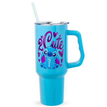 Vaso de acero inoxidable Silver Buffalo Lilo & Stitch Airbrush 2 Cute de 40 oz con asa