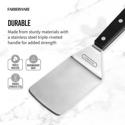 Spatule Pro large à triple rivet Farberware 5243222, acier inoxydable, noire