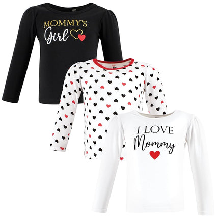 Hudson Baby Camisetas de manga larga para bebé niña, niña mamá rojo negro, 6-12 meses